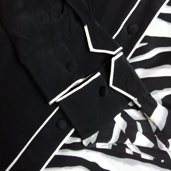 Vintage BOB MACKIE Wearable Art 100% SILK Black Zebra Shirt Large / L - Picture 11 of 14